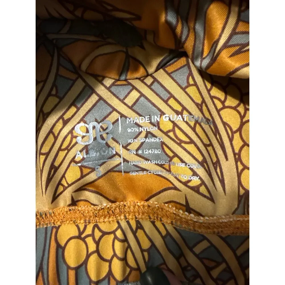 Albion Swim Top Golden Hour Cape Crop Size S V Neck Flutter Sleeve Yellow Gold
